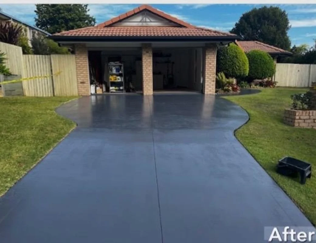 Resurfaced driveway after renewal